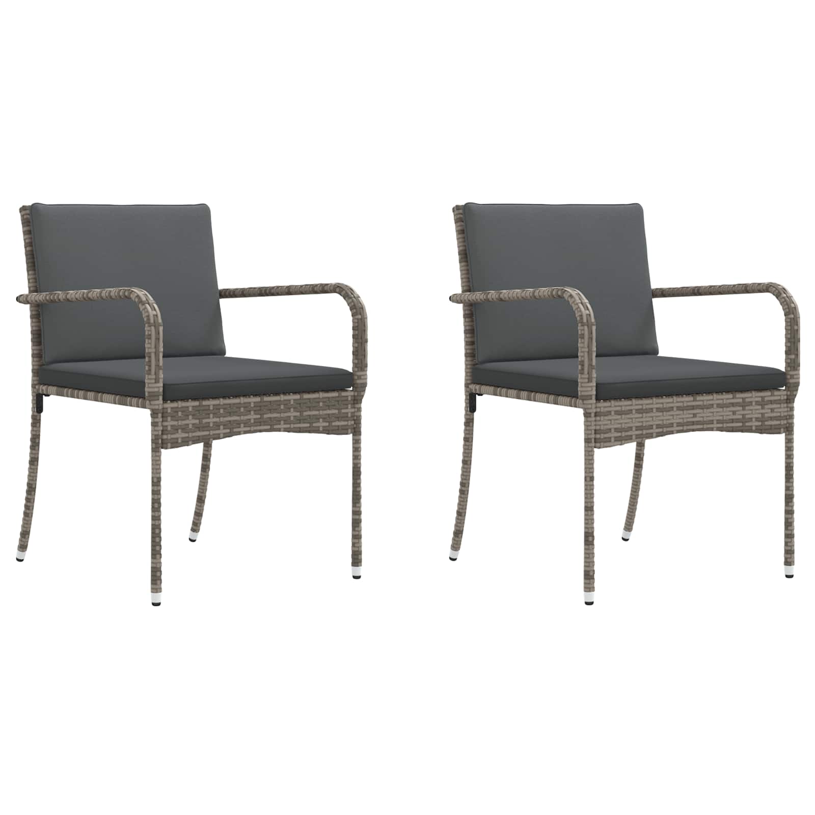 vidaXL Garten Bistro Set mit Kissen 3-teilig Grau Poly-Rattan