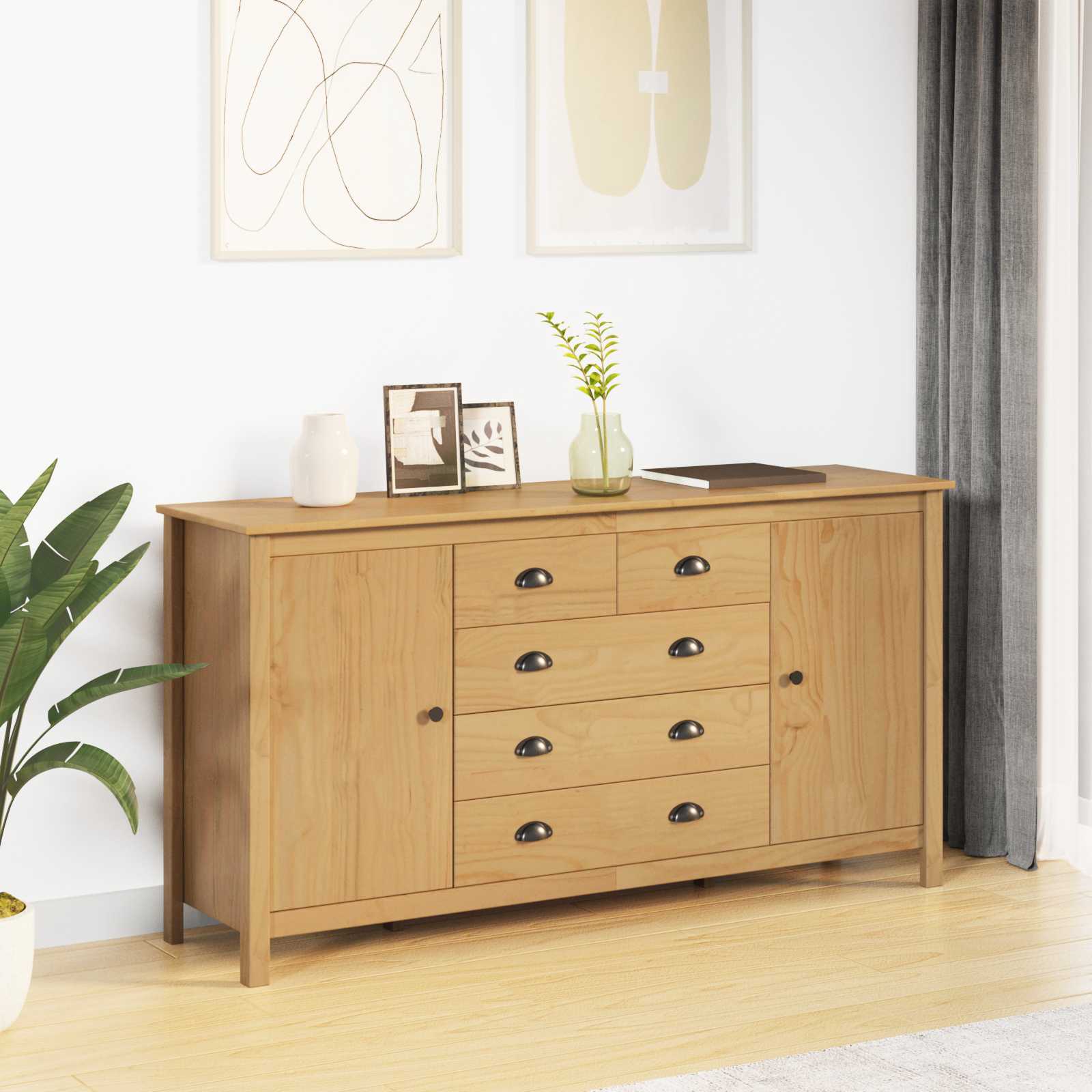 vidaXL Sideboard HILL Honigbraun 154 x 40 x 80 cm Massives Kiefernholz
