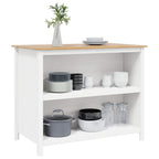 vidaXL Kücheninseln HILL Weiß 112 x 66 x 90 cm Massives Kiefernholz