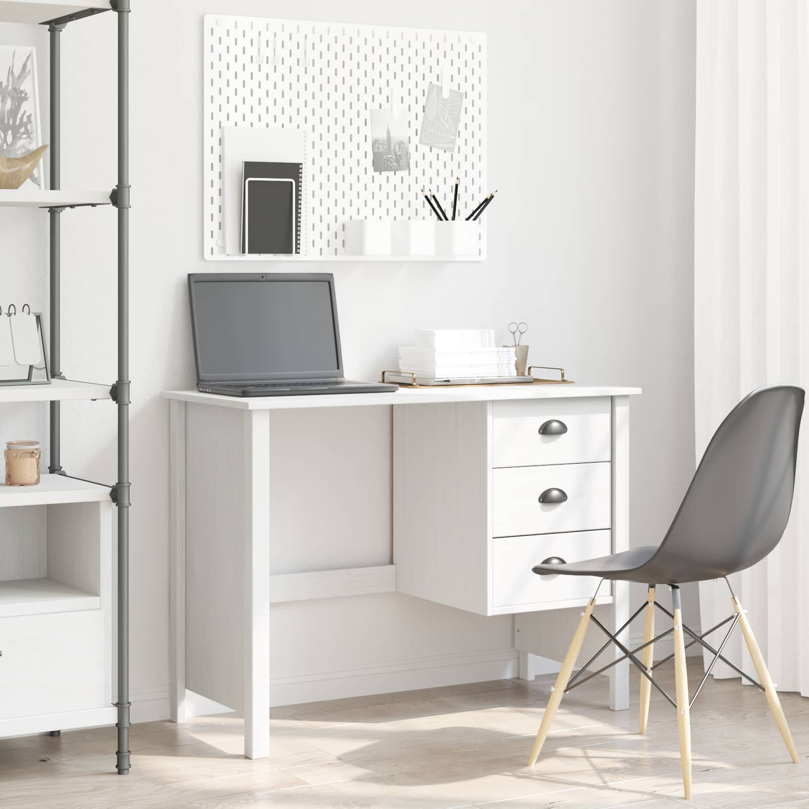 vidaXL Schreibtisch mit Schubladen HILL Weiß 100 x 45 x 74 cm