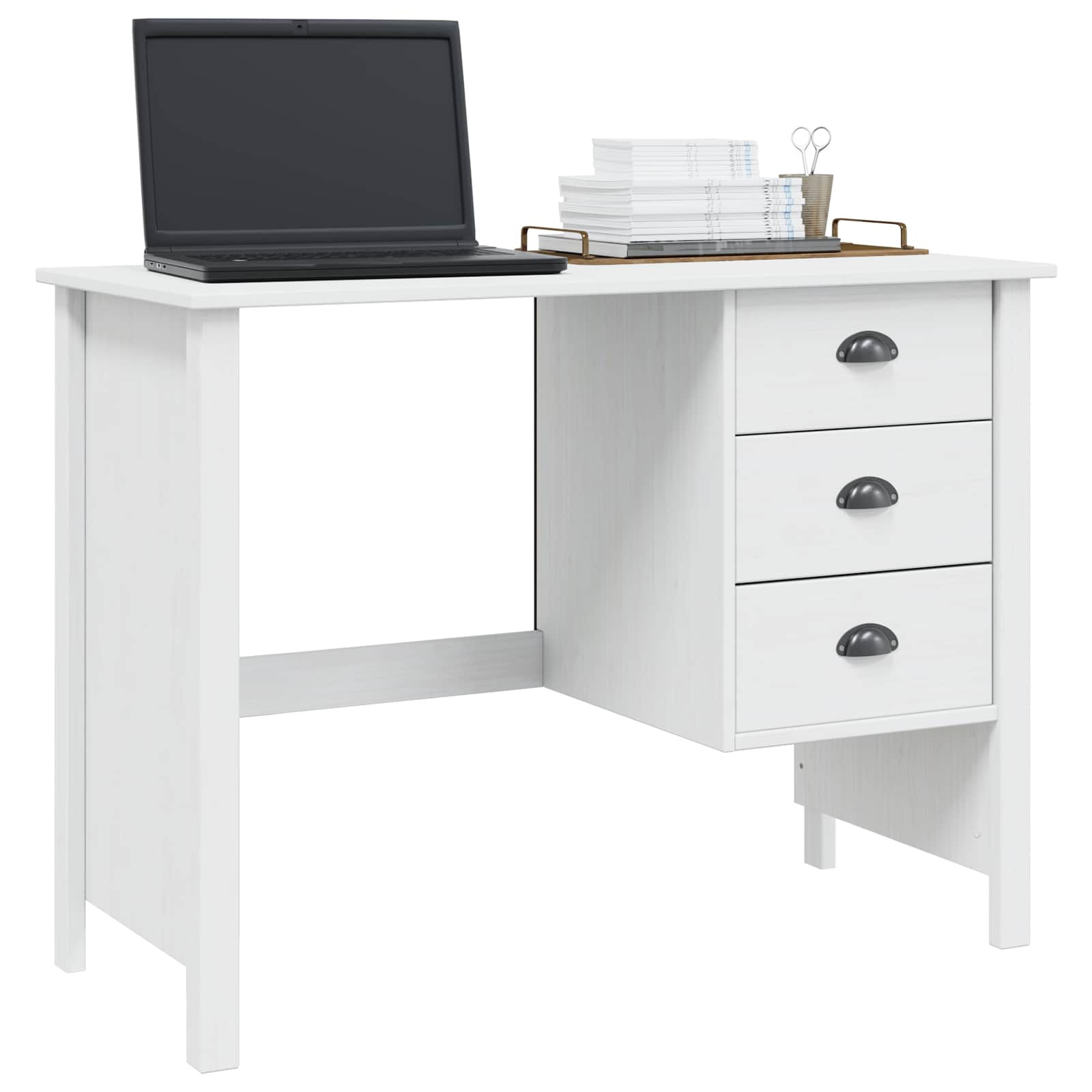vidaXL Schreibtisch mit Schubladen HILL Weiß 100 x 45 x 74 cm