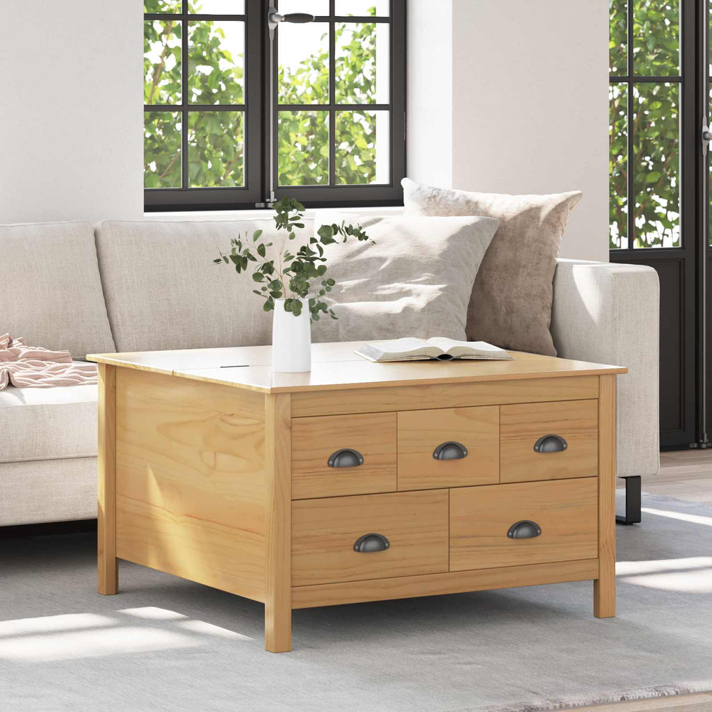 vidaXL Couchtisch mit Schubladen HILL Honigbraun 79,5 x 79,5 x 49 cm