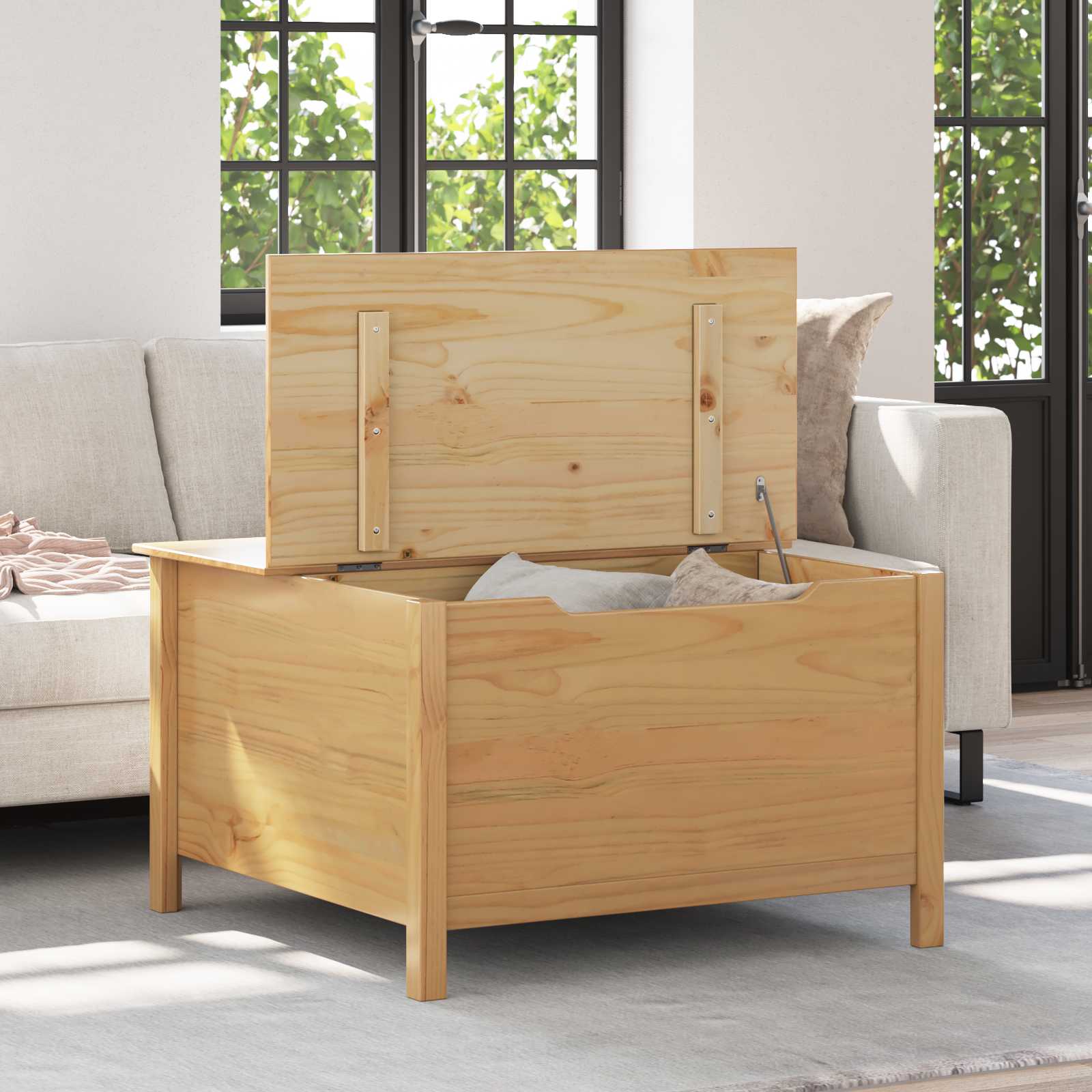 vidaXL Couchtisch mit Schubladen HILL Honigbraun 79,5 x 79,5 x 49 cm
