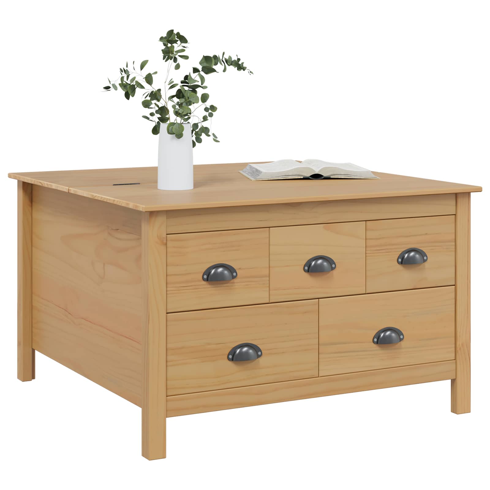 vidaXL Couchtisch mit Schubladen HILL Honigbraun 79,5 x 79,5 x 49 cm
