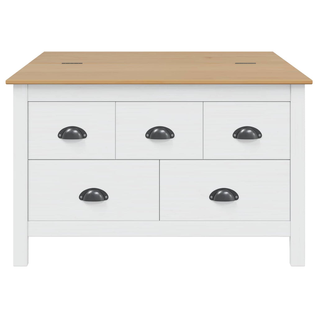 vidaXL Couchtisch HILL Weiß und Honigbraun 79,5 x 79,5 x 49 cm