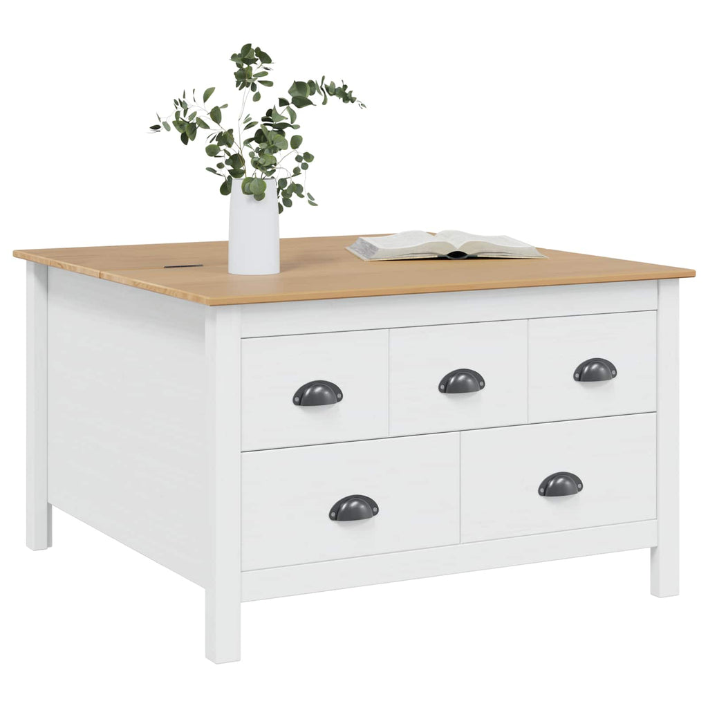 vidaXL Couchtisch HILL Weiß und Honigbraun 79,5 x 79,5 x 49 cm
