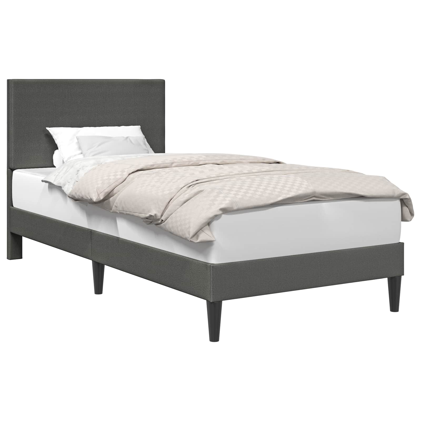 vidaXL Bettrahmen mit Kopfteil Dunkelgrau 90 x 190 cm Cordstoff