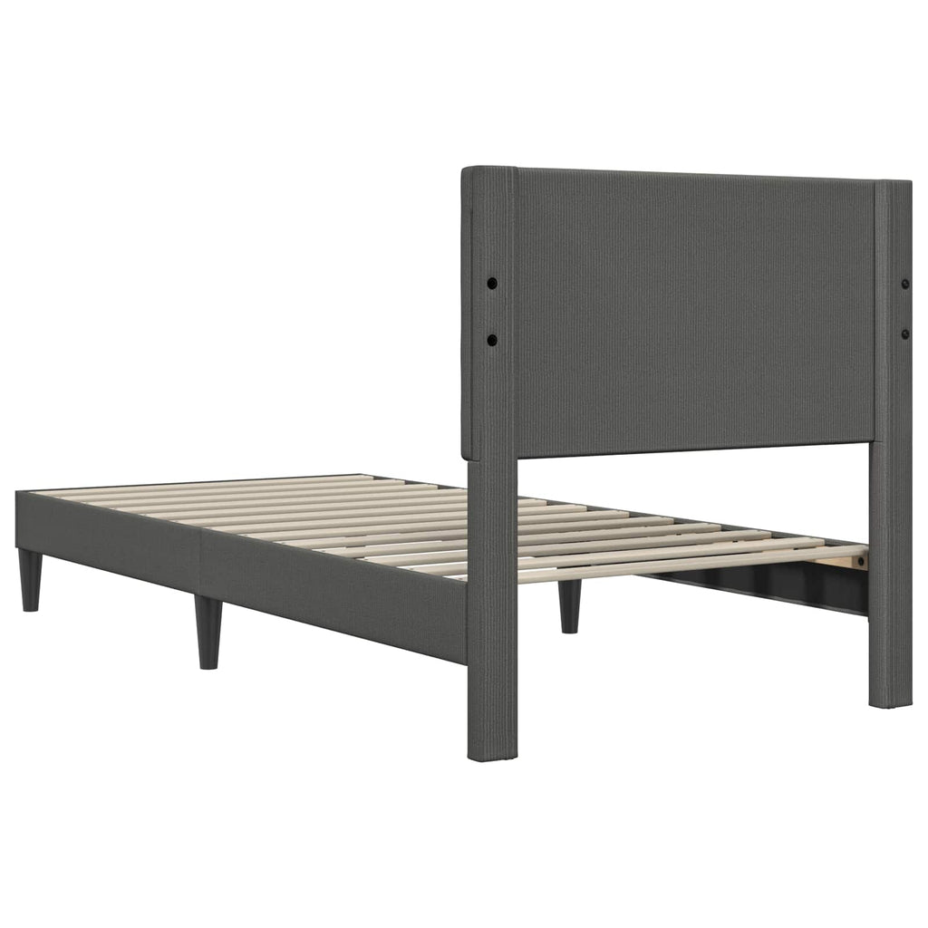 vidaXL Bettrahmen mit Kopfteil Dunkelgrau 90 x 190 cm Cordstoff
