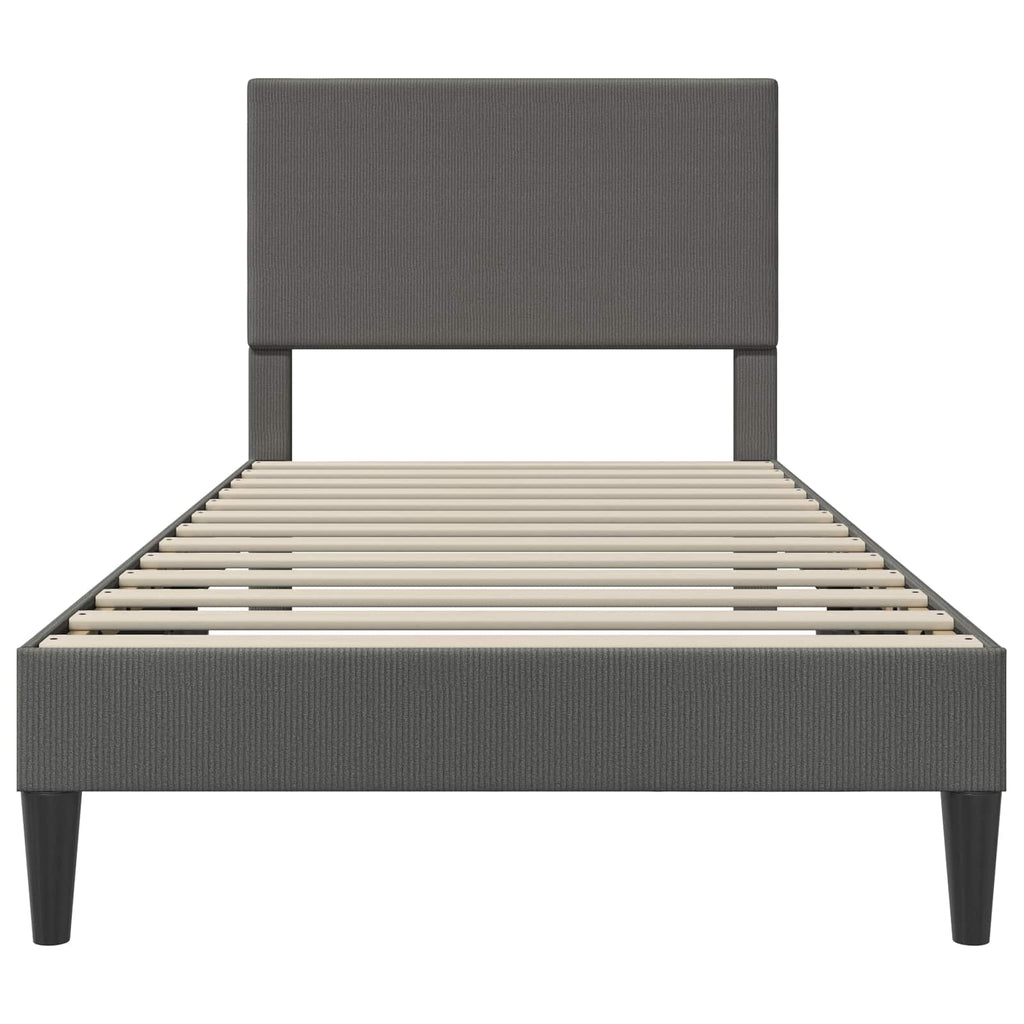 vidaXL Bettrahmen mit Kopfteil Dunkelgrau 90 x 190 cm Cordstoff