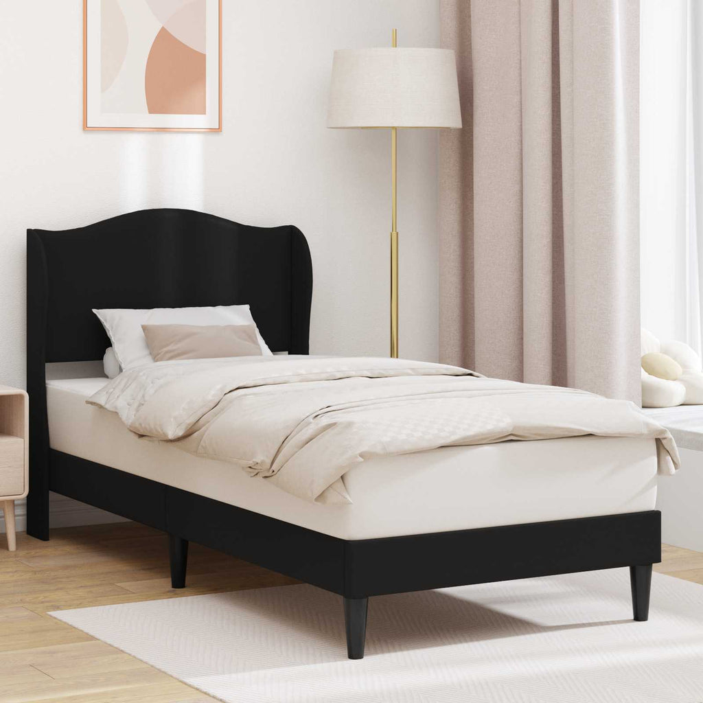 vidaXL Bettrahmen mit Kopfteil Schwarz 90 x 190 cm Kunstleder