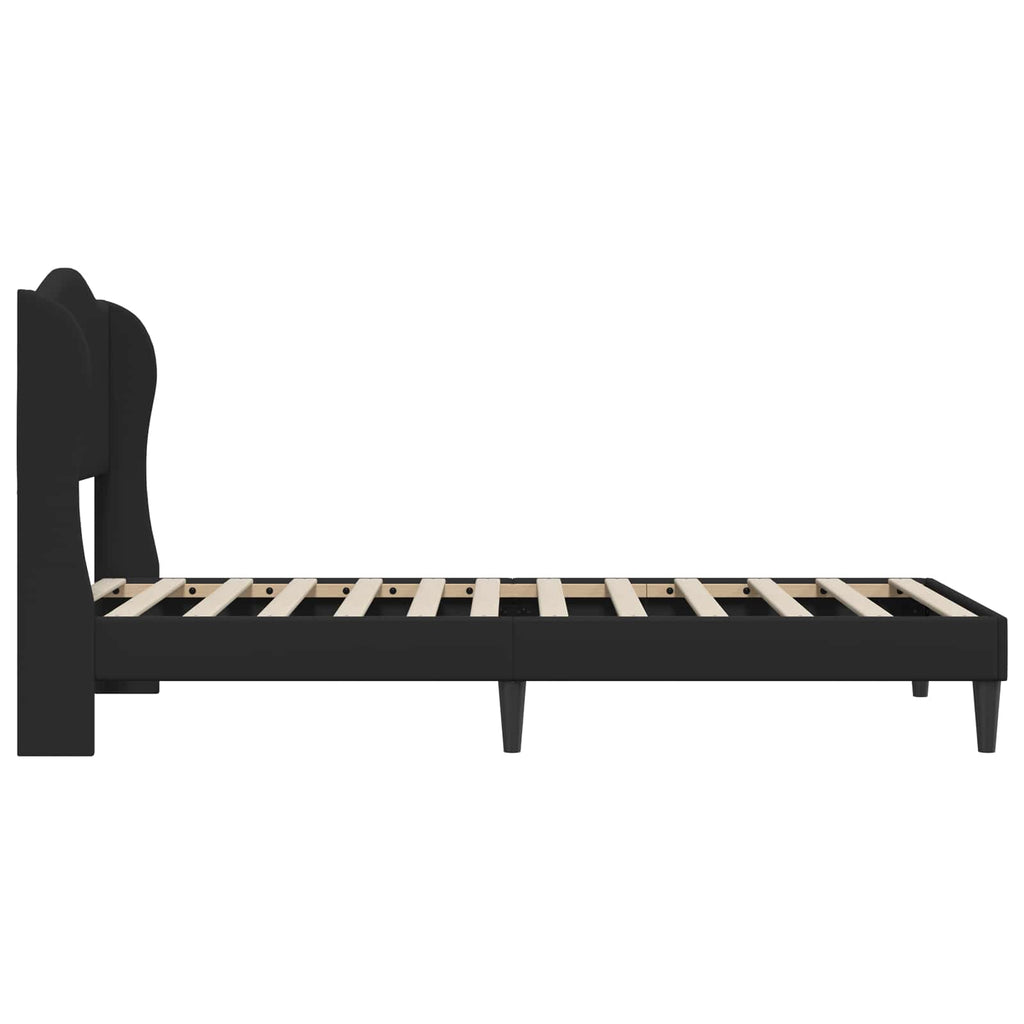 vidaXL Bettrahmen mit Kopfteil Schwarz 90 x 190 cm Kunstleder