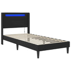 vidaXL Bettrahmen mit LED-Lichtleisten Schwarz 90 x 190 cm Kunstleder