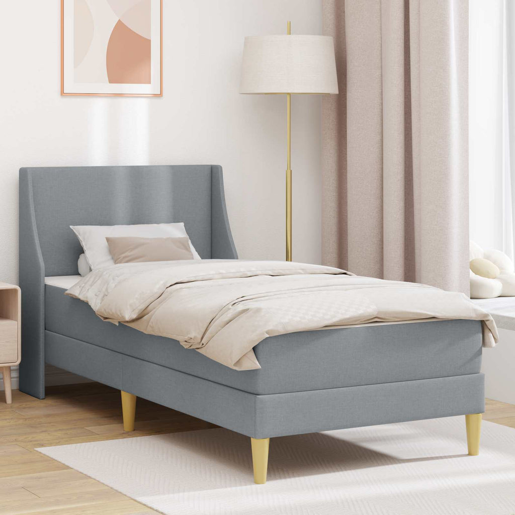 vidaXL Bettgestell mit Matratze Hellgrau 80x 200 cm Polyester