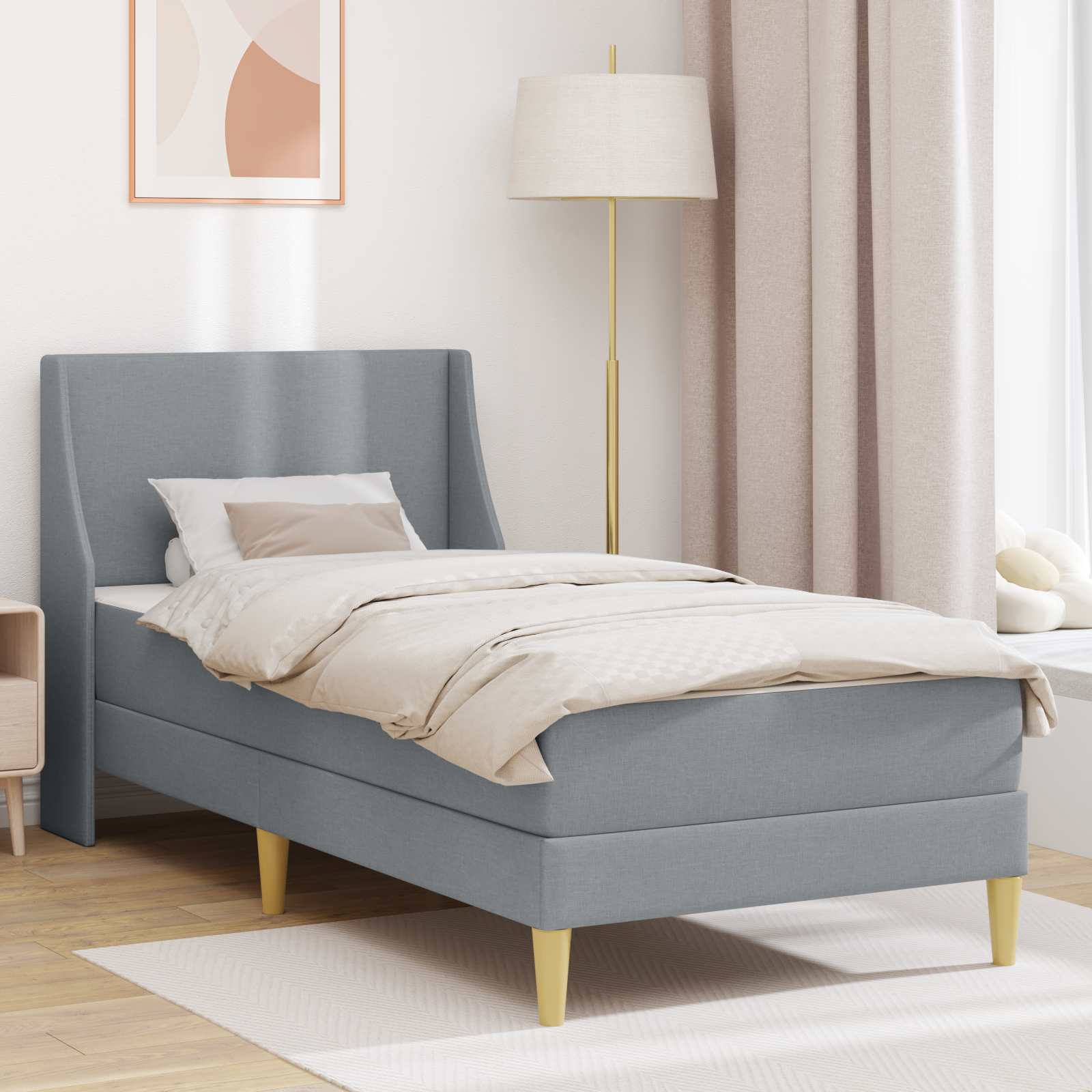 vidaXL Bettgestell mit Matratze Hellgrau 80x 200 cm Polyester