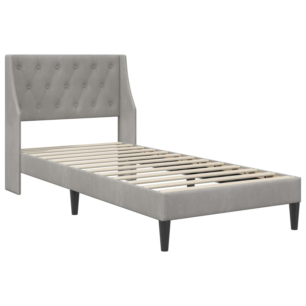 vidaXL Bettgestell mit Matratze Hellgrau 80 x 200 cm Samt