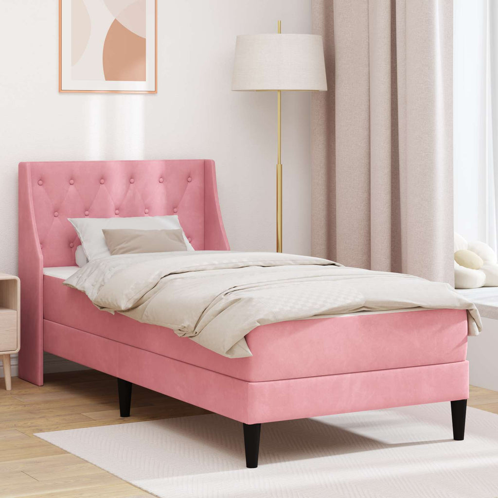 vidaXL Bettgestell mit Matratze mit Matratze Rosa 80 x 200 cm Samt