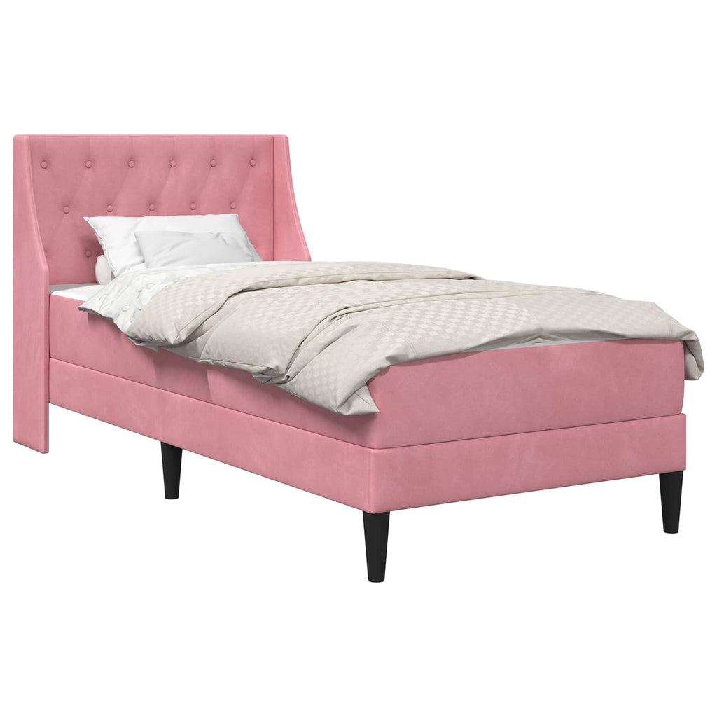 vidaXL Bettgestell mit Matratze mit Matratze Rosa 80 x 200 cm Samt