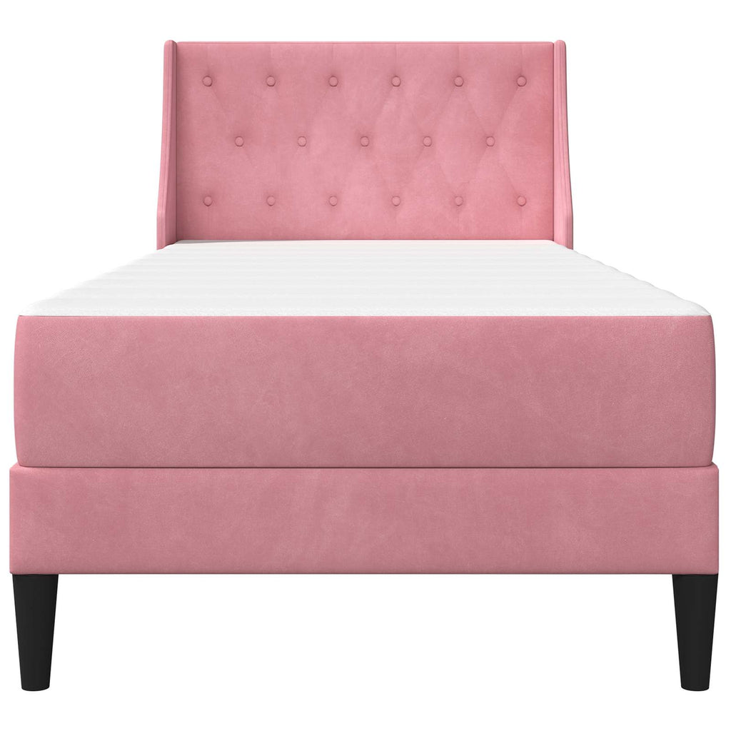 vidaXL Bettgestell mit Matratze mit Matratze Rosa 80 x 200 cm Samt