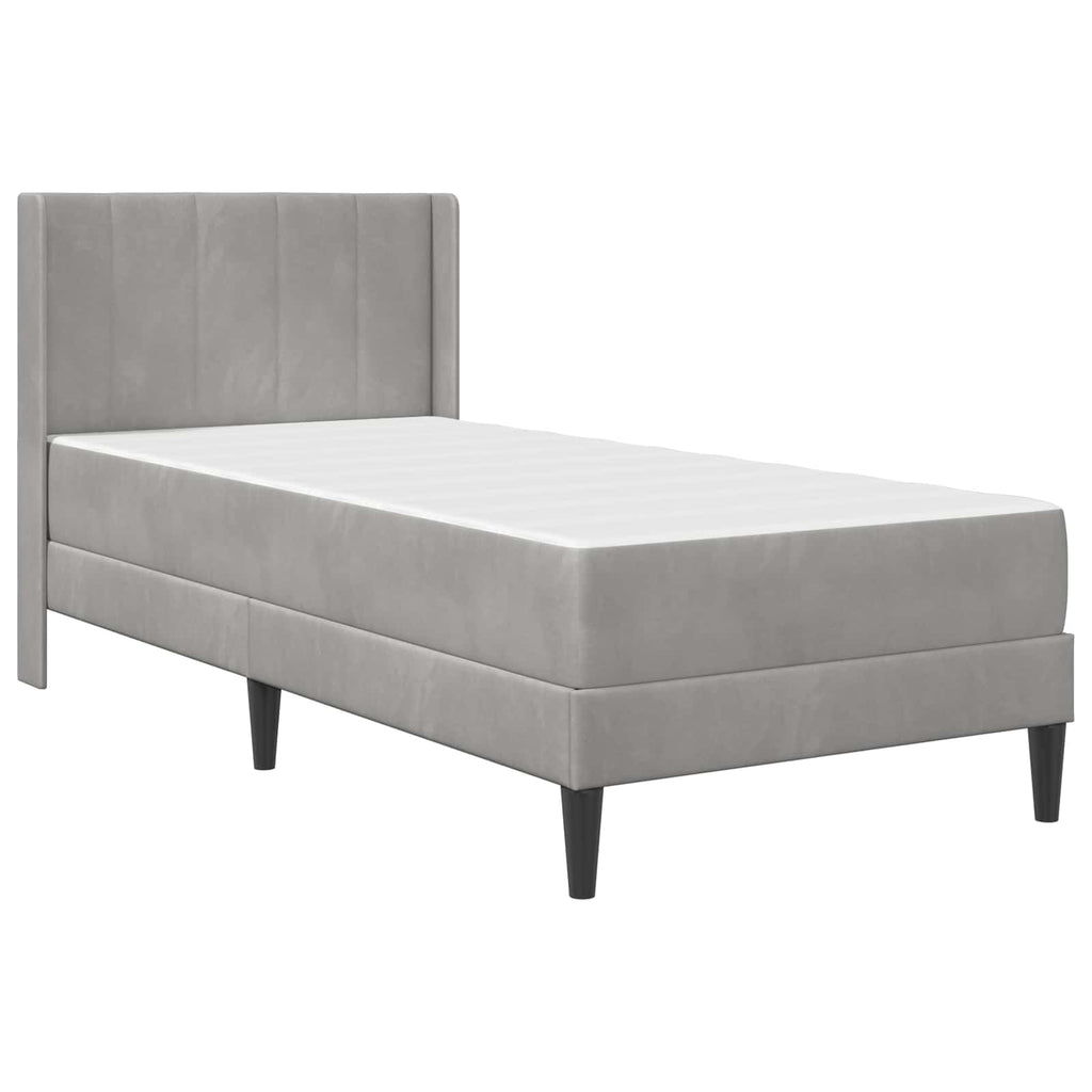 vidaXL Bettgestell mit Matratze mit Kopfteil Hellgrau 80 x 200 cm Samt
