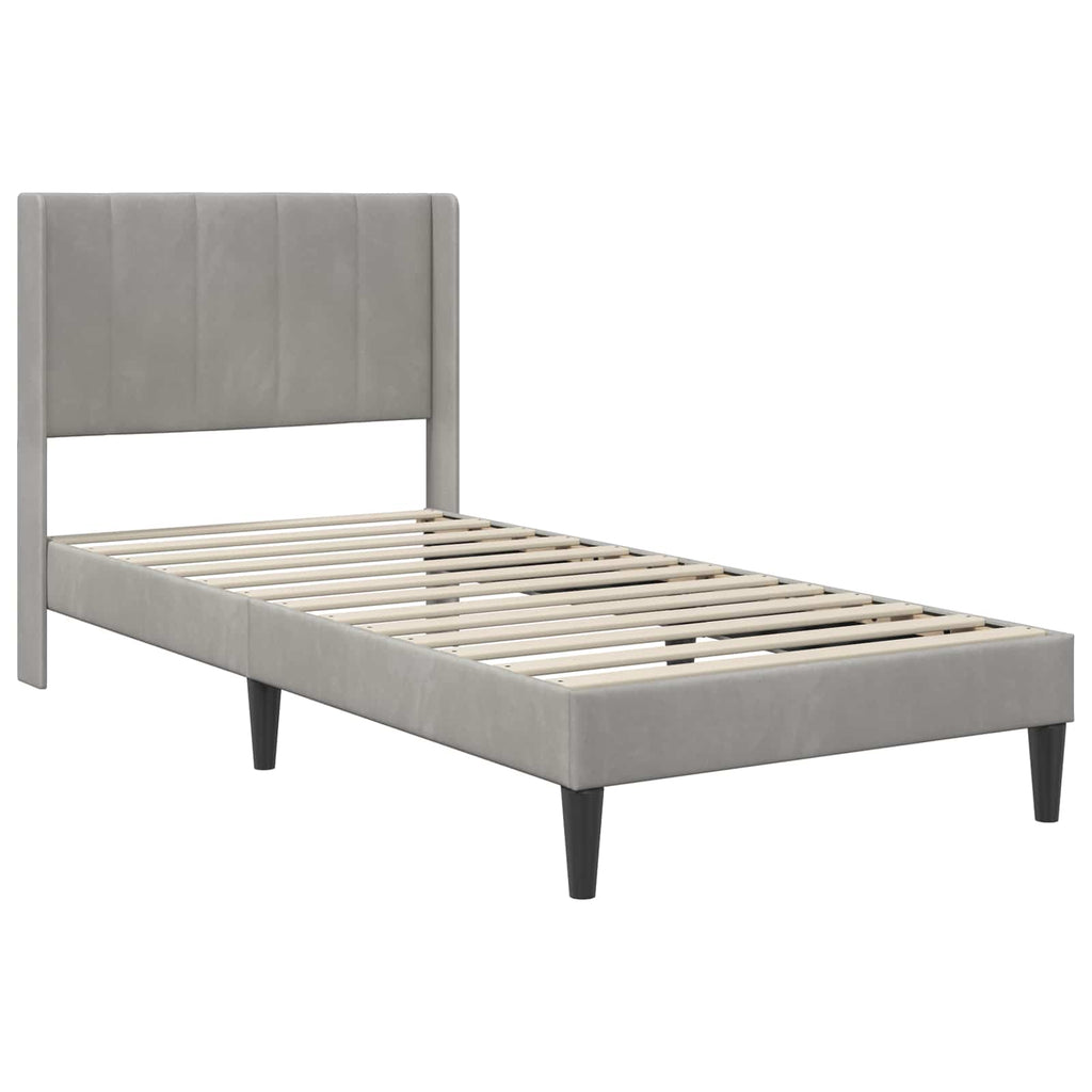 vidaXL Bettgestell mit Matratze mit Kopfteil Hellgrau 80 x 200 cm Samt