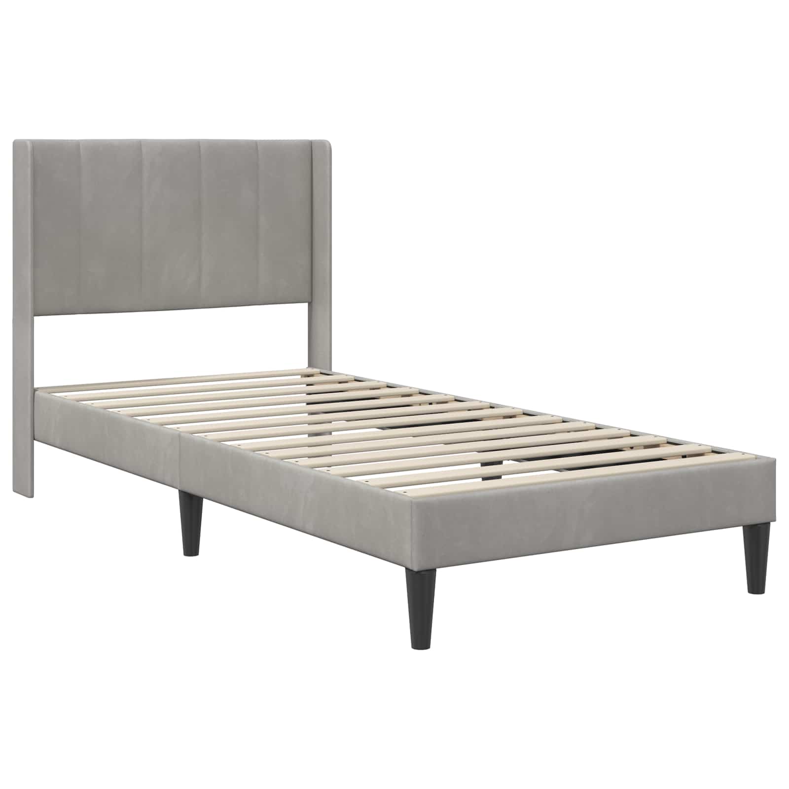 vidaXL Bettgestell mit Matratze mit Kopfteil Hellgrau 80 x 200 cm Samt