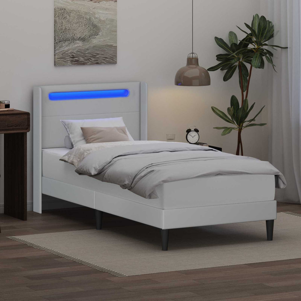 vidaXL Bettgestell mit Matratze Weiß 80 x 200 cm Kunstleder
