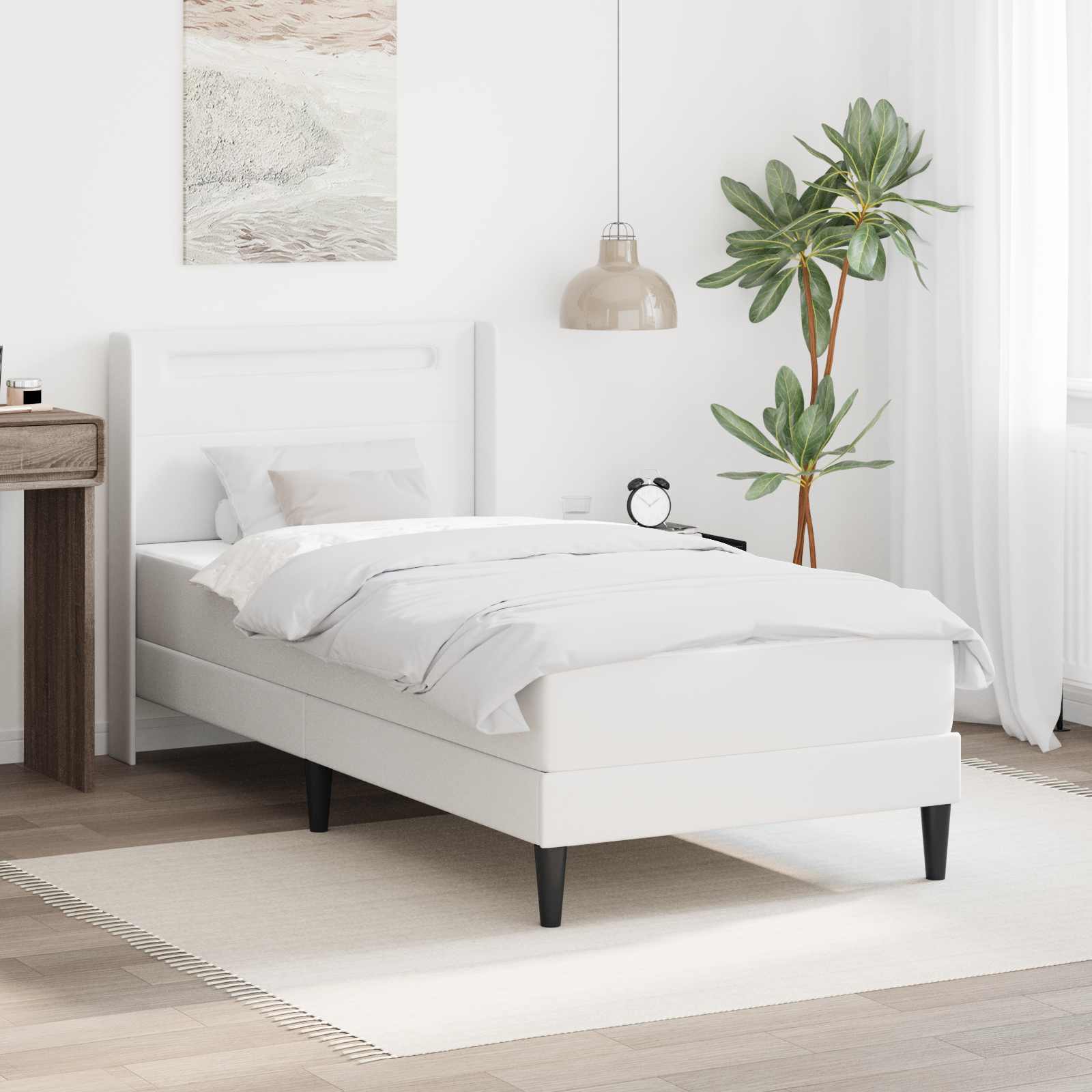 vidaXL Bettgestell mit Matratze Weiß 80 x 200 cm Kunstleder