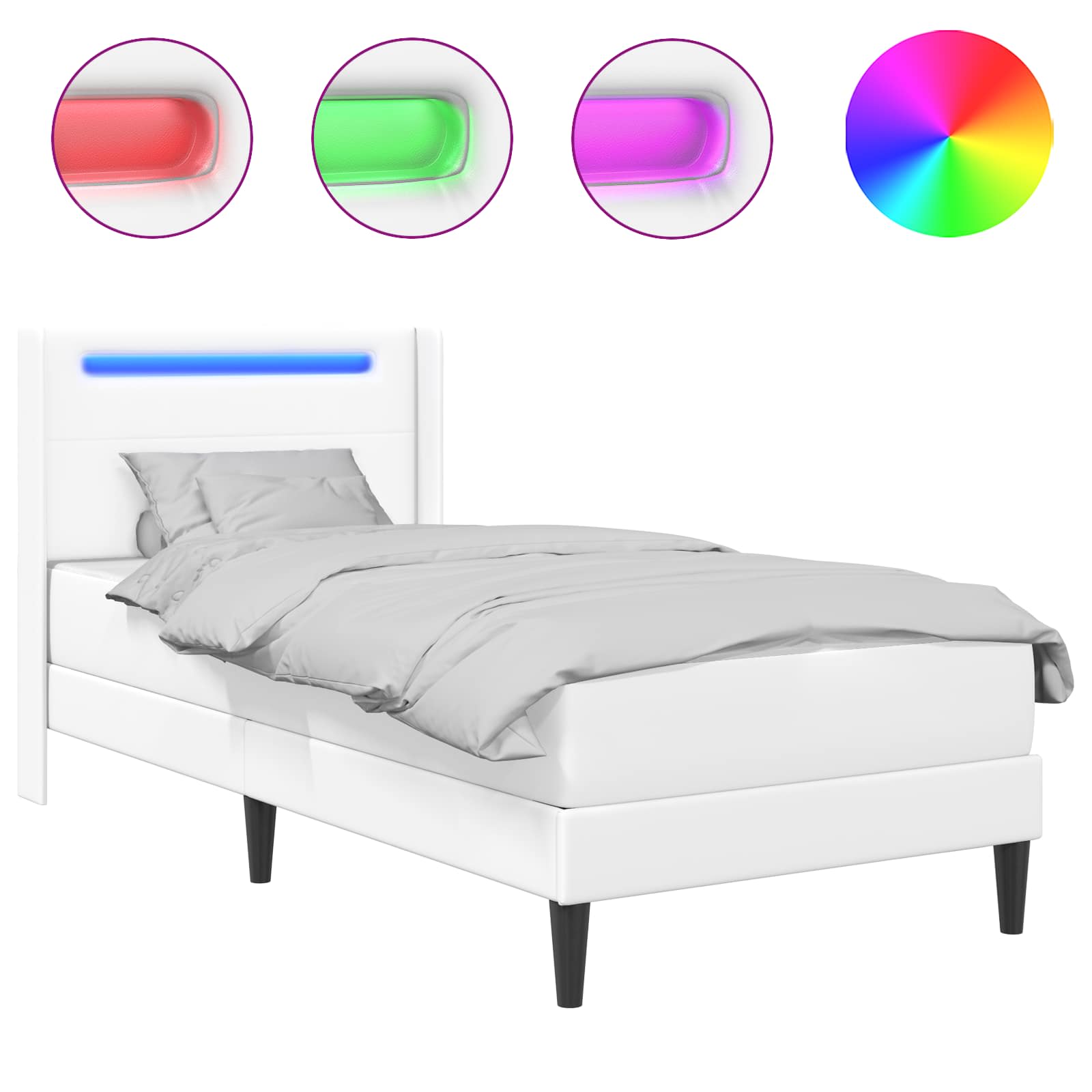 vidaXL Bettgestell mit Matratze Weiß 80 x 200 cm Kunstleder