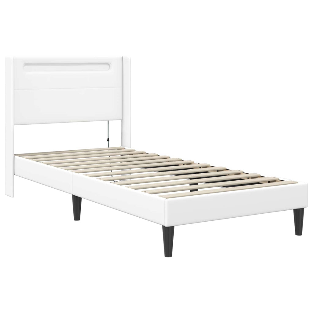 vidaXL Bettgestell mit Matratze Weiß 80 x 200 cm Kunstleder