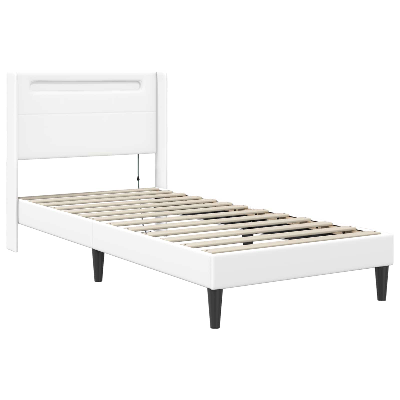 vidaXL Bettgestell mit Matratze Weiß 80 x 200 cm Kunstleder