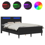 vidaXL Bettrahmen mit LED-Lichtleisten mit Kopfteil 2 pcs Kunstleder