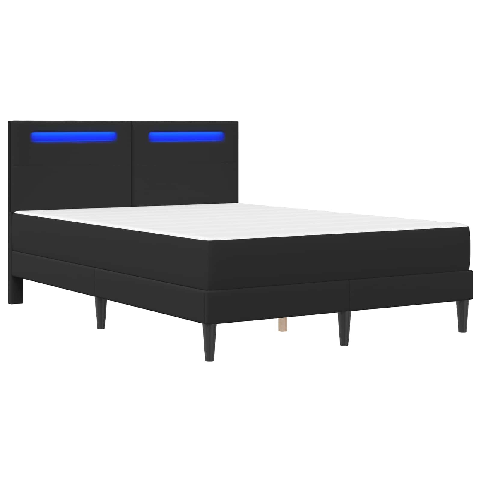 vidaXL Bettrahmen mit LED-Lichtleisten mit Kopfteil 2 pcs Kunstleder