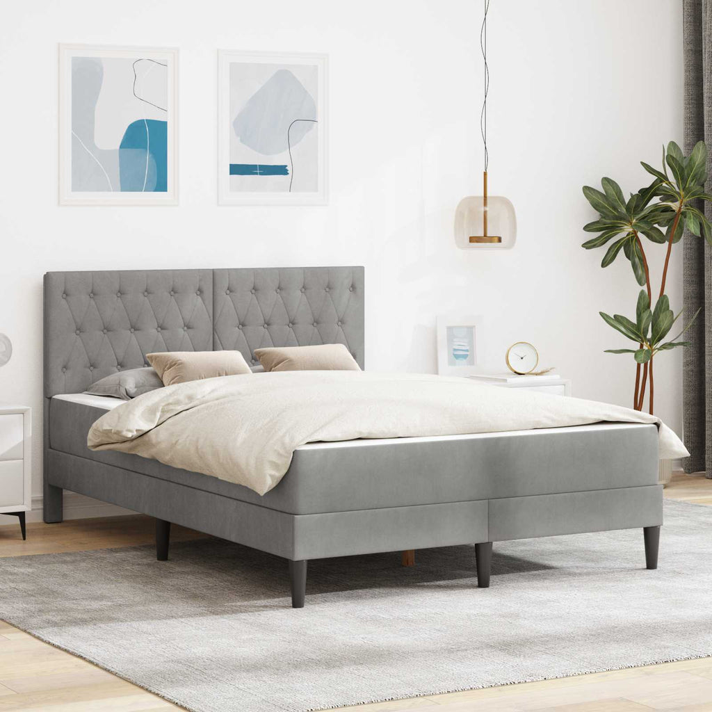 vidaXL Bettgestell mit Matratze vidaXL Hellgrau 120 x 190 cm Samt