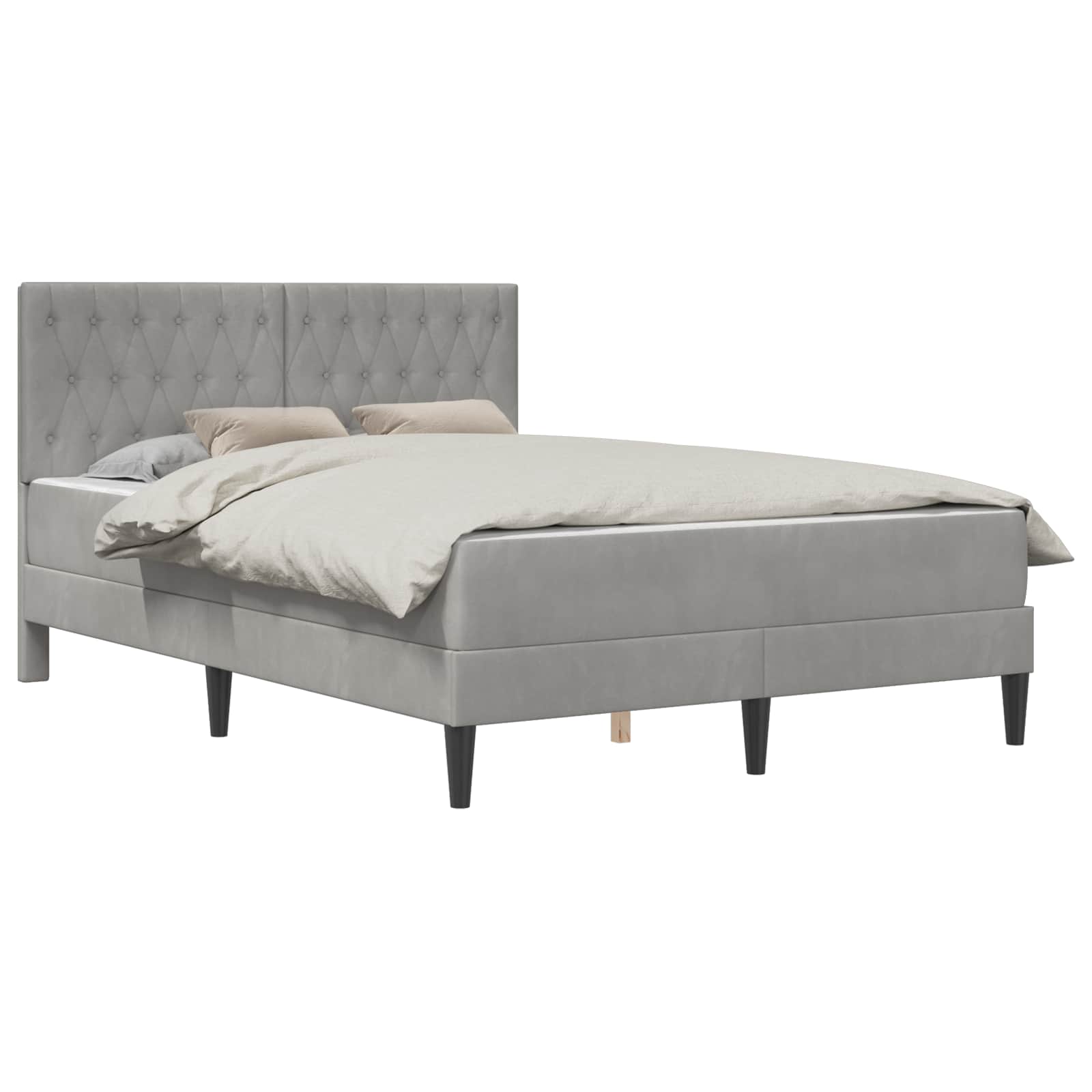 vidaXL Bettgestell mit Matratze vidaXL Hellgrau 120 x 190 cm Samt