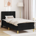 vidaXL Bettgestell mit Matratze mit Kopfteil Schwarz 80 x 200 cm Stoff