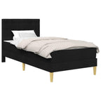 vidaXL Bettgestell mit Matratze mit Kopfteil Schwarz 80 x 200 cm Stoff