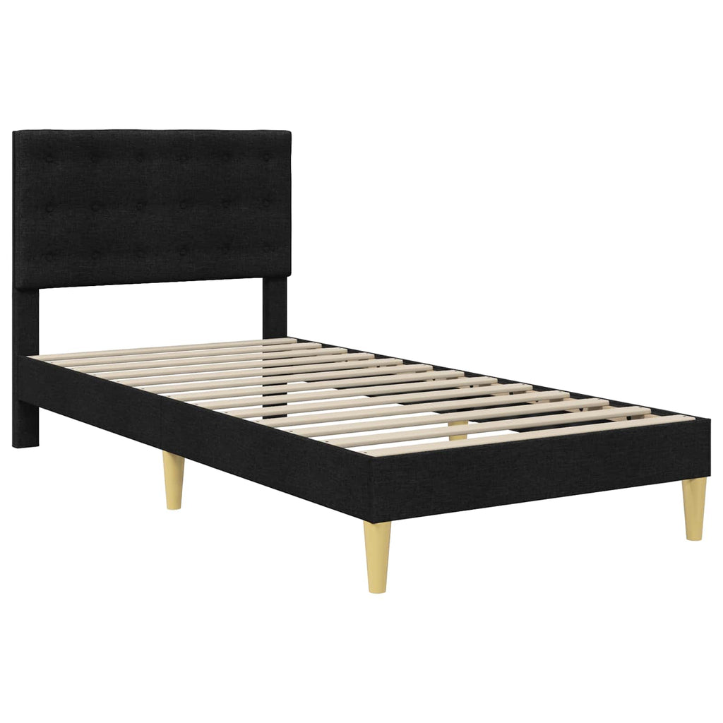 vidaXL Bettgestell mit Matratze mit Kopfteil Schwarz 80 x 200 cm Stoff