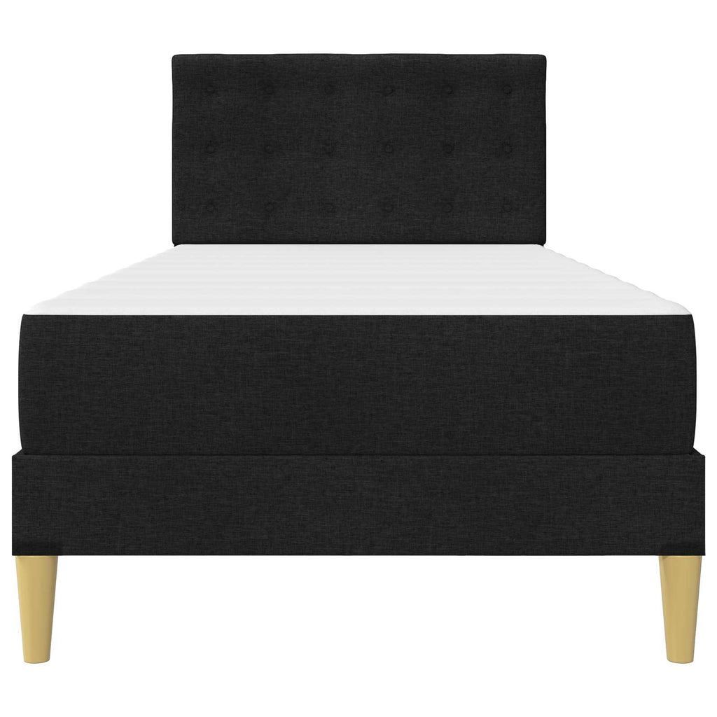 vidaXL Bettgestell mit Matratze mit Kopfteil Schwarz 80 x 200 cm Stoff
