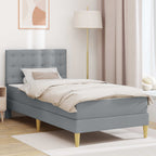 vidaXL Bettgestell mit Matratze Hellgrau 90 x 190 cm Stoff