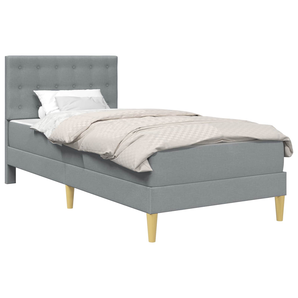 vidaXL Bettgestell mit Matratze Hellgrau 90 x 190 cm Stoff