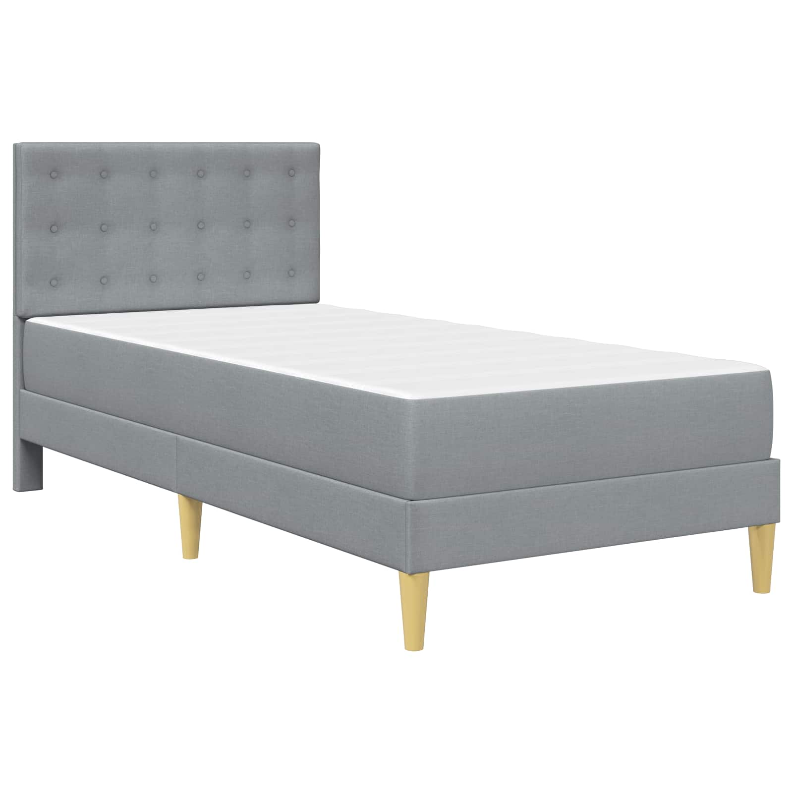 vidaXL Bettgestell mit Matratze Hellgrau 90 x 190 cm Stoff