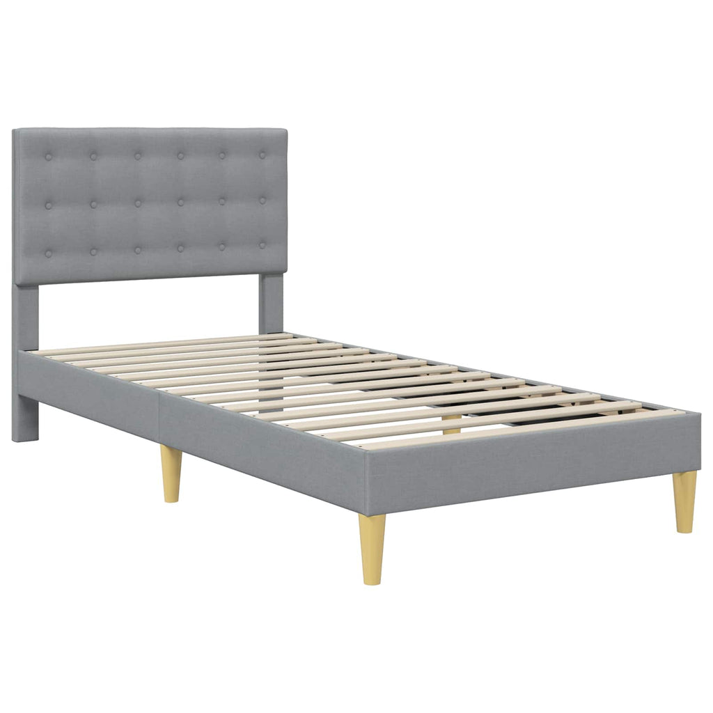 vidaXL Bettgestell mit Matratze Hellgrau 90 x 190 cm Stoff