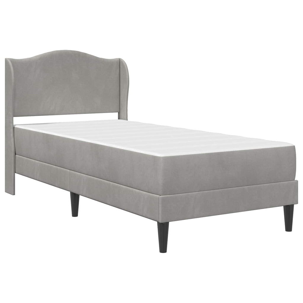 vidaXL Bettrahmen mit Kopfteil 2 pcs Hellgrau 90 x 190 cm Samt