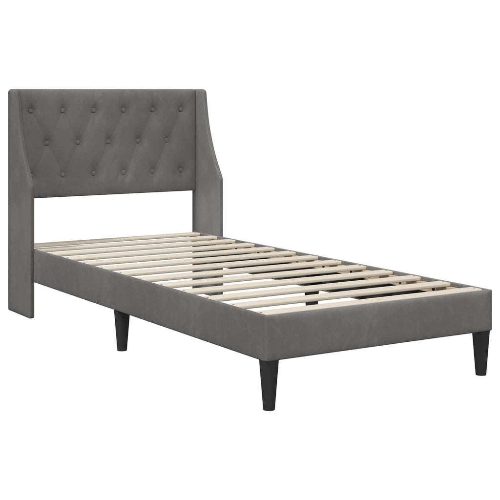 vidaXL Bettgestell mit Matratze Dunkelgrau 90 x 200 cm Samt