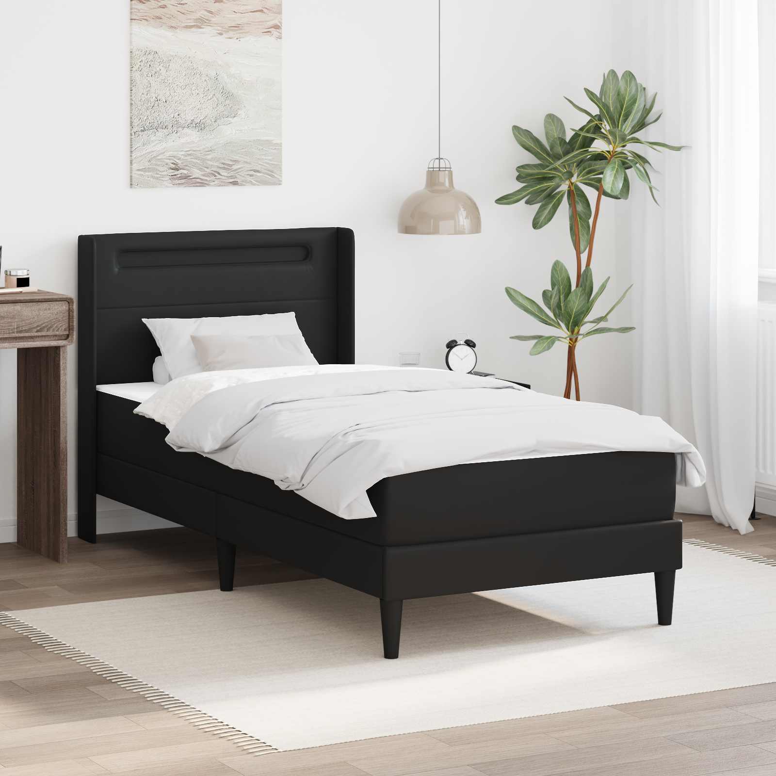 vidaXL Bettgestell mit Matratze Schwarz 90 x 190 cm Kunstleder
