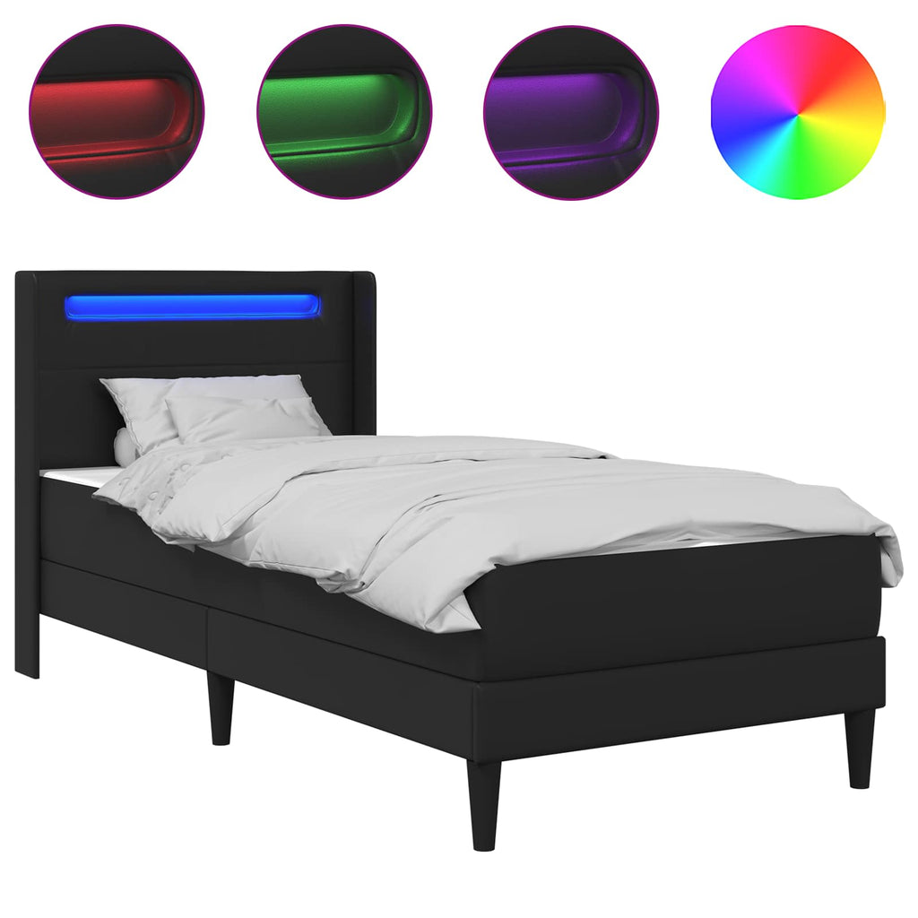 vidaXL Bettgestell mit Matratze Schwarz 90 x 190 cm Kunstleder