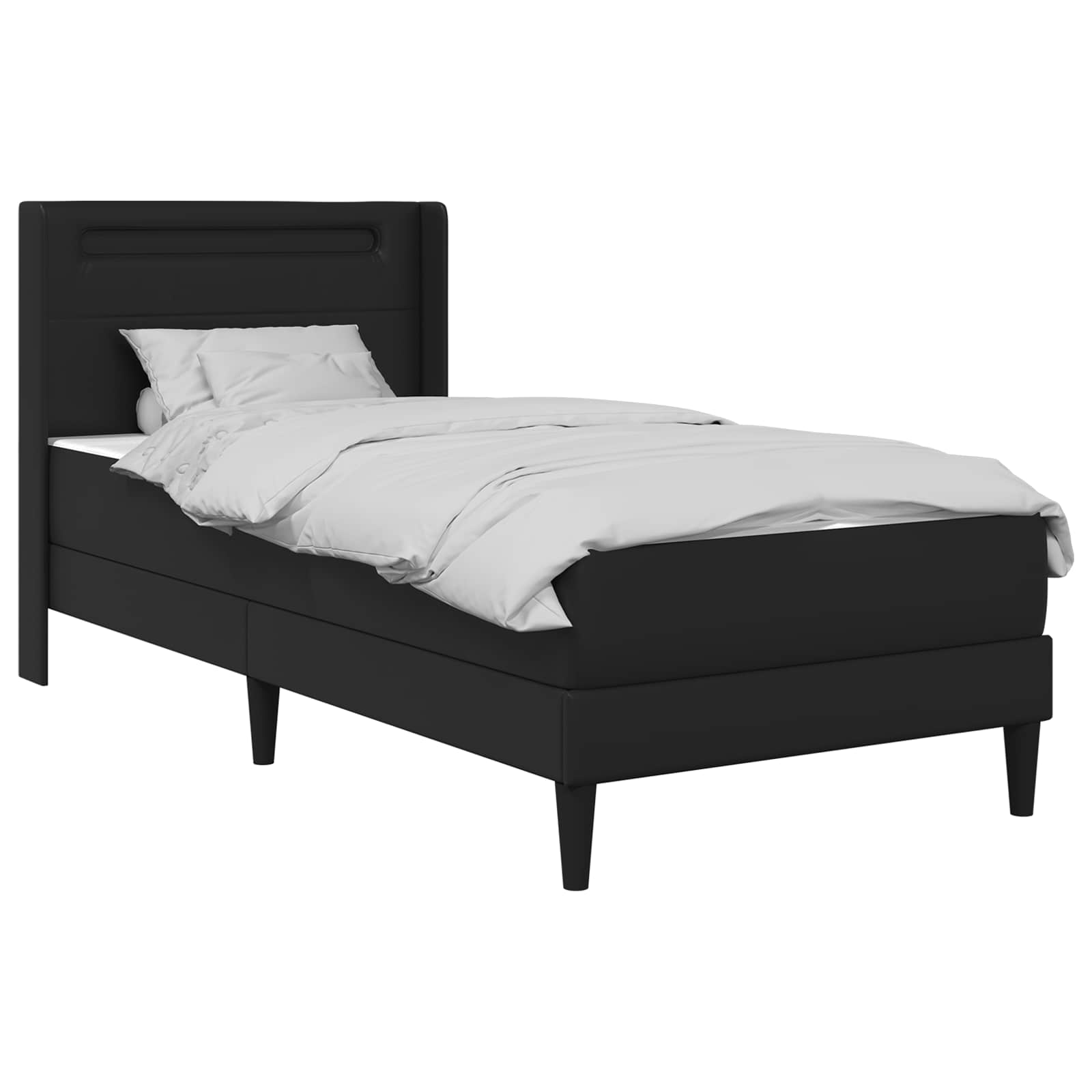 vidaXL Bettgestell mit Matratze Schwarz 90 x 190 cm Kunstleder