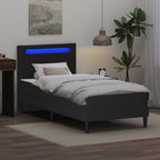 vidaXL Bettrahmen mit LED-Lichtleisten Schwarz 90 x 190 cm Kunstleder