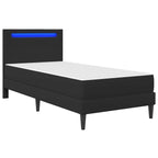 vidaXL Bettrahmen mit LED-Lichtleisten Schwarz 90 x 190 cm Kunstleder
