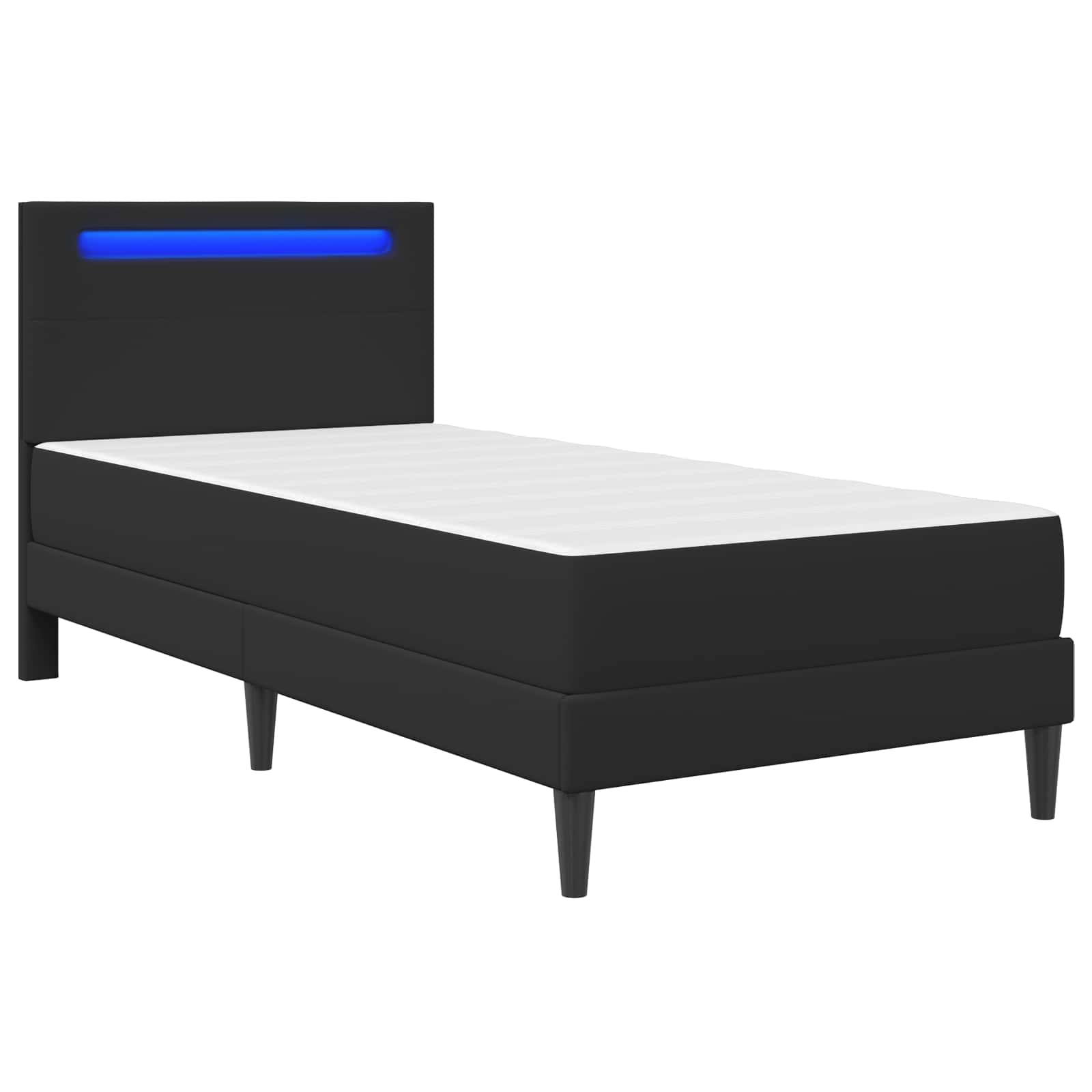 vidaXL Bettrahmen mit LED-Lichtleisten Schwarz 90 x 190 cm Kunstleder